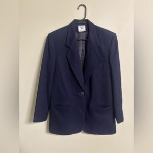 Harrison Kent Single Breasted Collared Womens 10 Navy Blue Blazer Wool Vintage